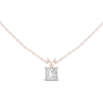 Classic Princess Cut Diamond Solitaire Pendant Necklace