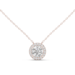Classic Round Halo Diamond Pendant Necklace - Image 3