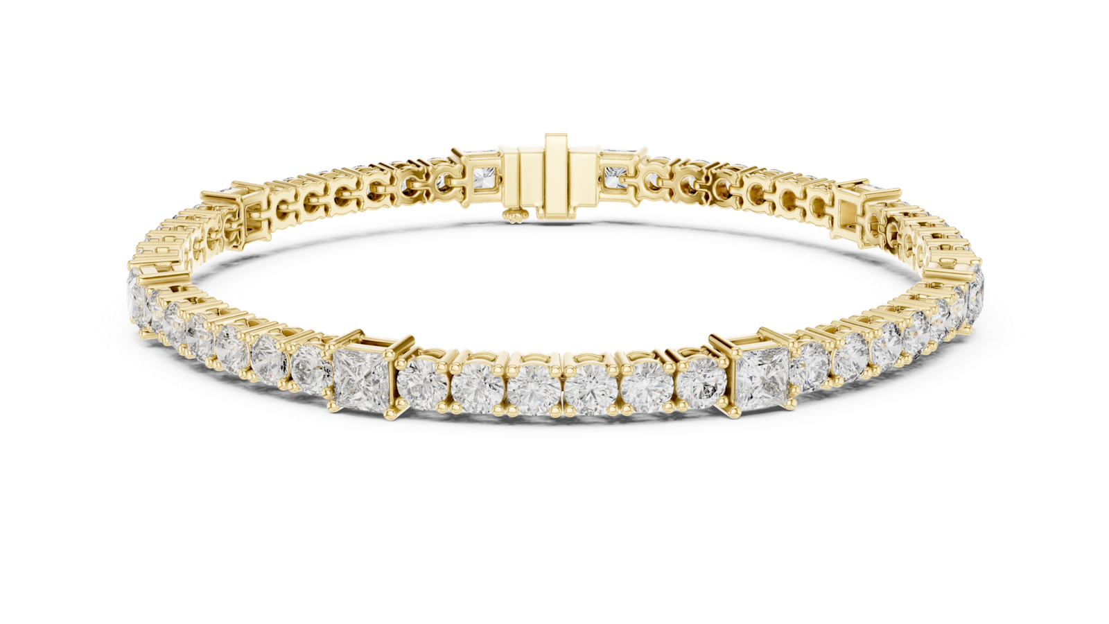 GLBR-0014-01@Y-viwe4-scaled-1.png Princess Cut Diamond Tennis Bracelet - Image 1