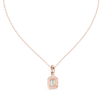Elegant Emerald Cut Halo Diamond Pendant Necklace