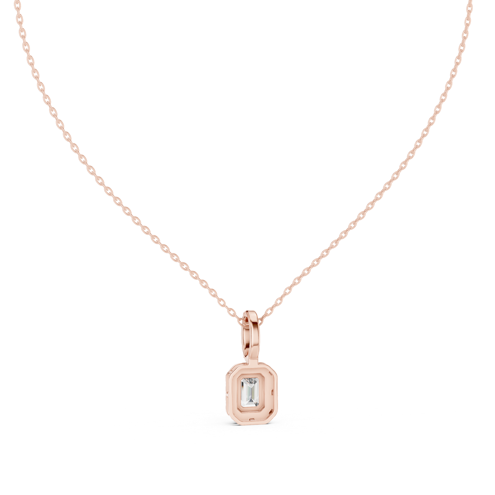 GPD-0002@R-viwe4-scaled-1.png Elegant Emerald Cut Halo Diamond Pendant Necklace - Image 1