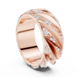 Diamond Leaf Pattern Men's Ring